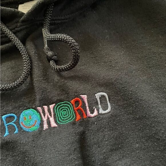 ASTROWORLD Embroidered Hoodie Black Size Large - Picture 4 of 7